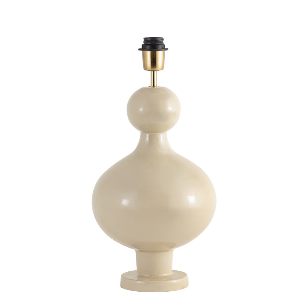 Fiona Lampfot, höjd H40cm.  Högblank ytan i färgen creme. Frontvy 