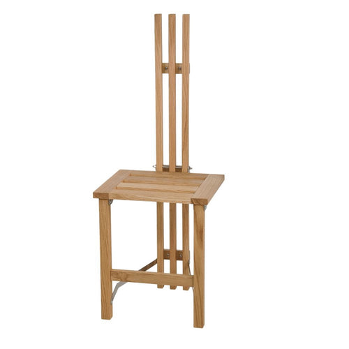 Staffli i naturligt trä med justerbar höjd och förvaring för konstnärsmaterial