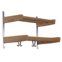 Väggmonterad hattställning i ek med två hyllplan och krokar i silver metall