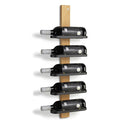 Vinställ i trä med svarta hyllor för 5 flaskor, väggmonterad vertikal design