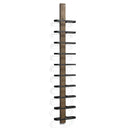 Vertikal vinhylla i trä och metall med plats för 10 flaskor, rustik design för väggmontering