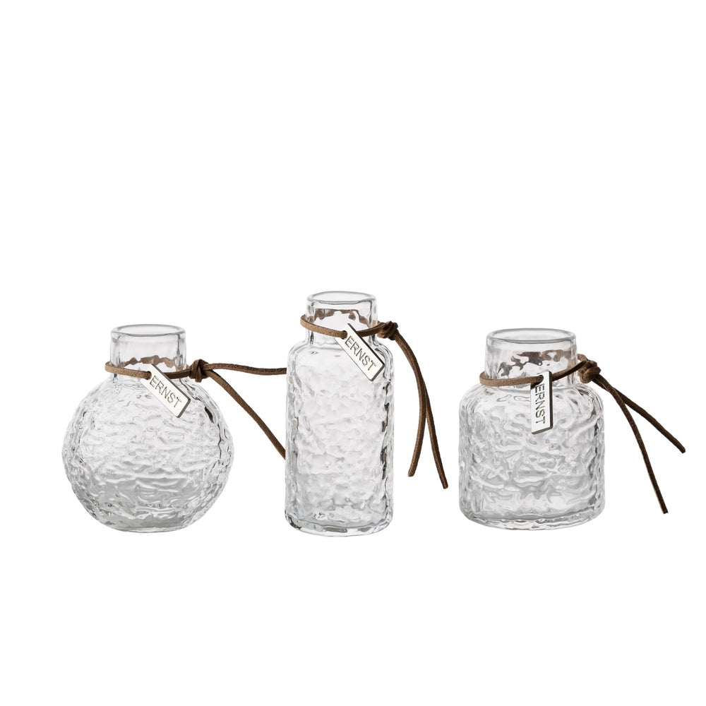 Glasvaser 3-pack Mönstrad klarglas