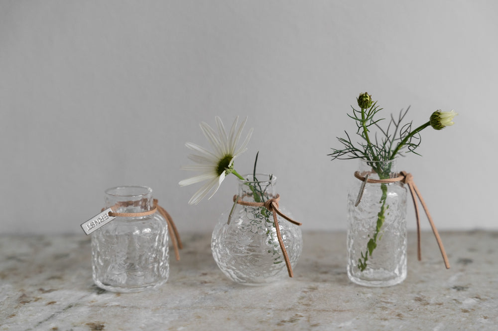 Glasvaser 3-pack Mönstrad klarglas