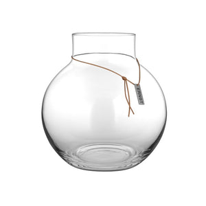 Glasvas rund m läderband Ø29cm