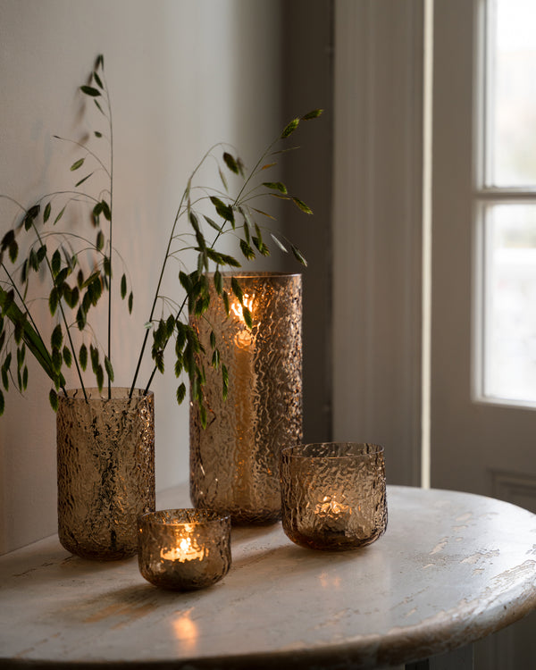 Ljuslykta Mönstrad bärnsten Ø11 H25cm