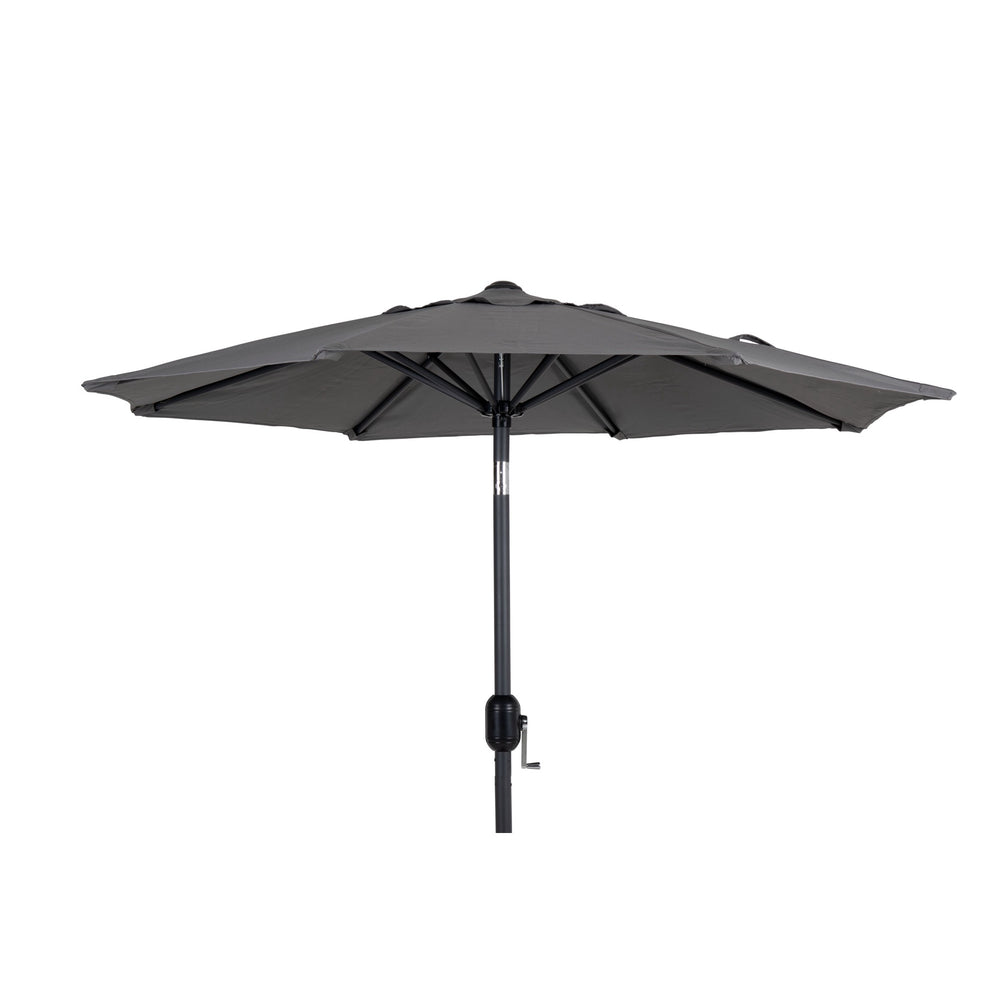 Parasoll i färgen antracit/grå. Tillverkad i aluminium och polyester.