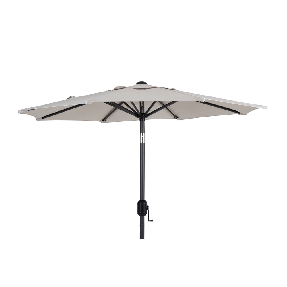 Parasoll i färgen antracit/khaki. Tillverkad i aluminium och polyester.
