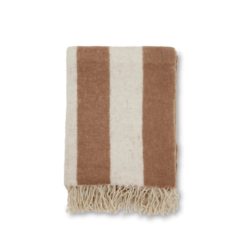 Zara  Pläd 130x170cm, Burn och beige randig pläd- produktbild