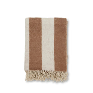 Zara  Pläd 130x170cm, Burn och beige randig pläd- produktbild