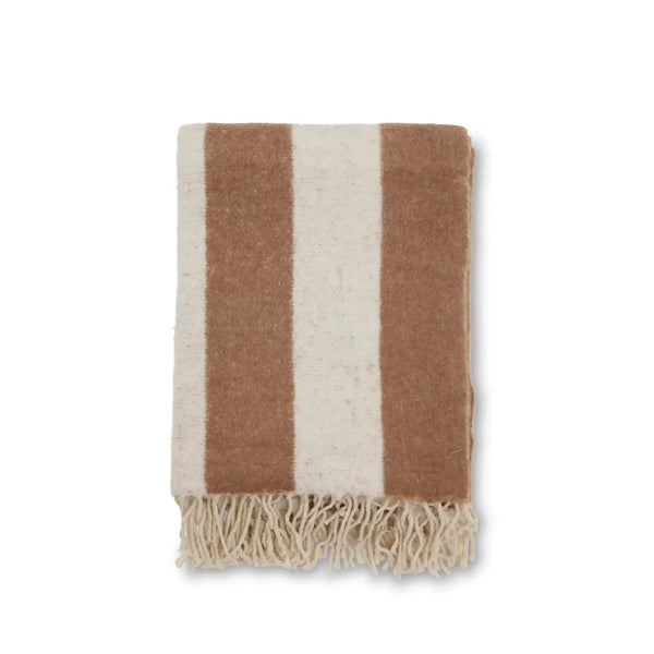 Zara  Pläd 130x170cm, Burn och beige randig pläd- produktbild