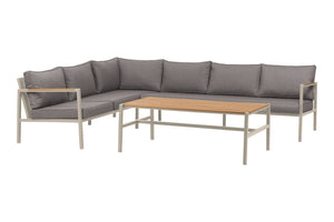 Cap hörnsoffa 3h2 inkl. bord – Light Grey/Grå, frontvy