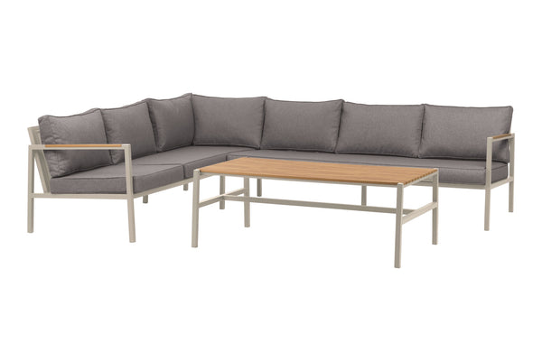 Cap hörnsoffa 3h2 inkl. bord – Light Grey/Grå, frontvy
