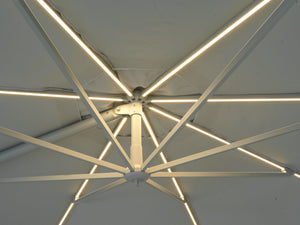 Cilento Hängparasoll Ø350cm m belysning Light grey/khaki