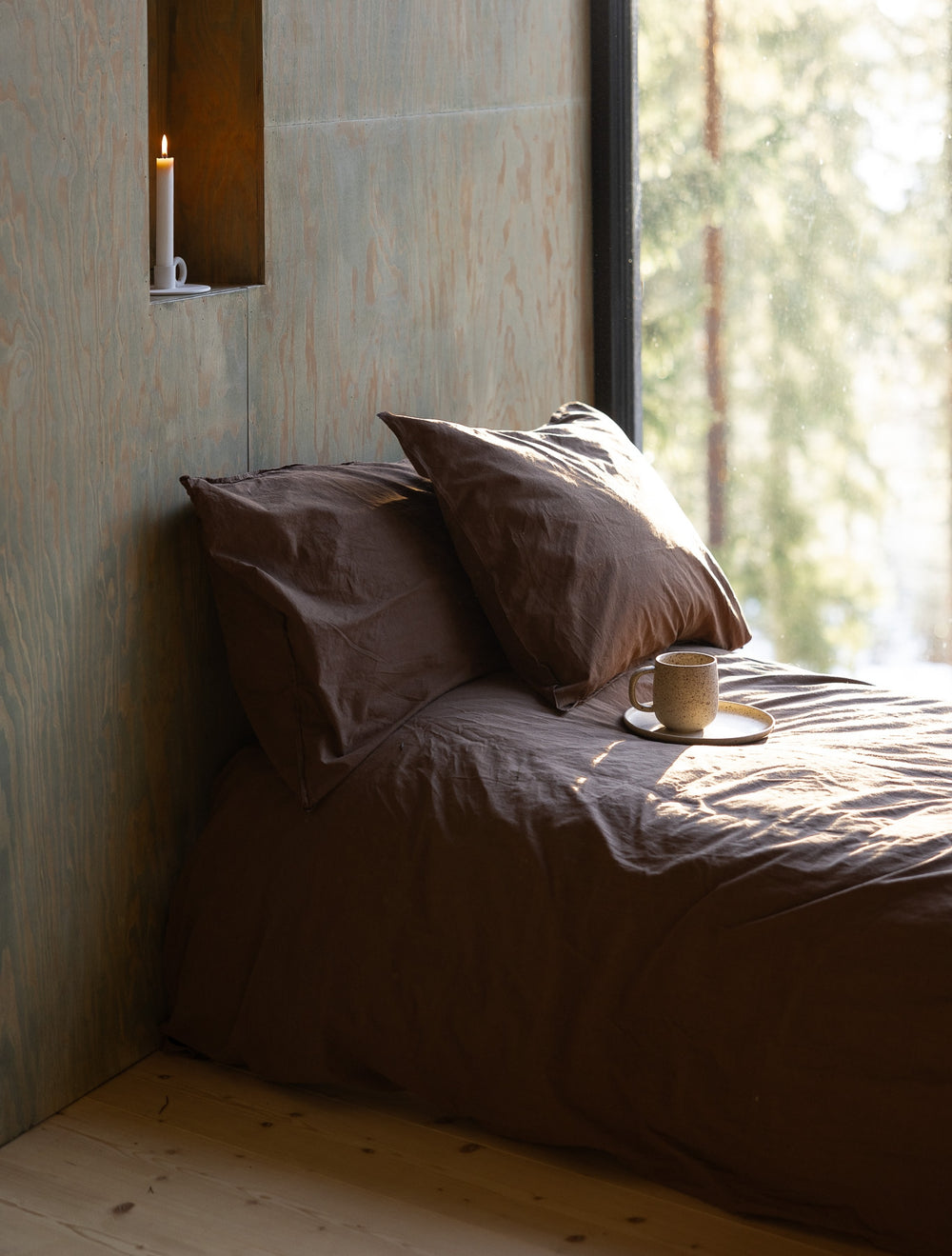 Crinkle Påslakanset 150x210 + 50x60cm espresso- produktbild