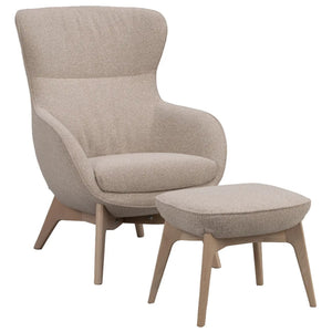 Dunbrody fåtölj+fotpall Vitpigment ekben- produktbild #Ljusbeige