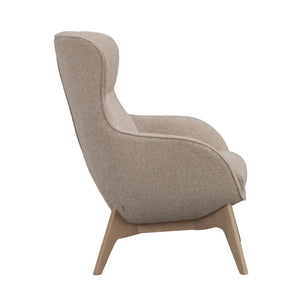 Dunbrody fåtölj+fotpall Vitpigment ekben- sidovy #Ljusbeige