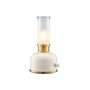 Frida bordslampa beige- produktbild tänd