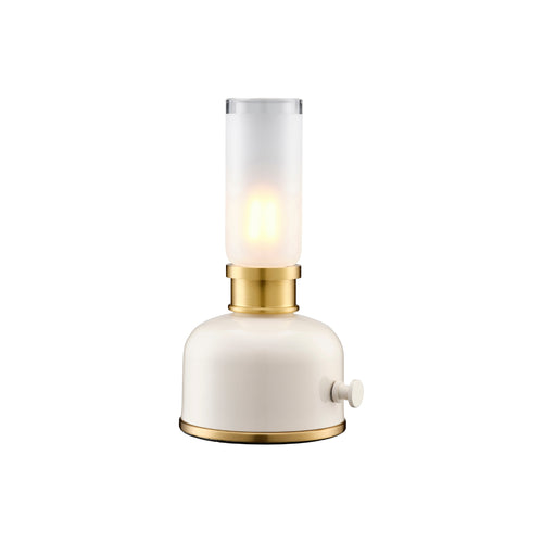 Frida bordslampa beige- produktbild tänd