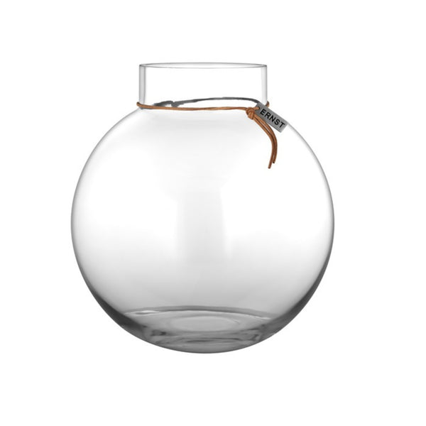 Glasvas rund D21 H22 läderband- produktbild