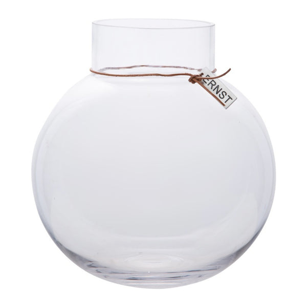 Glasvas rund D24 H25 läderband- produktbild