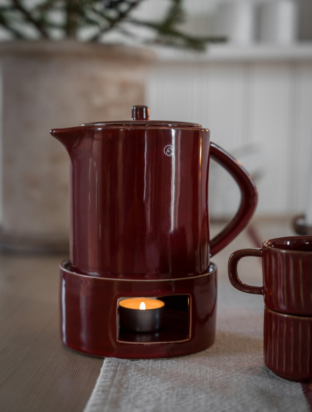 Glöggkanna m värmare H19cm Röd- produktbild