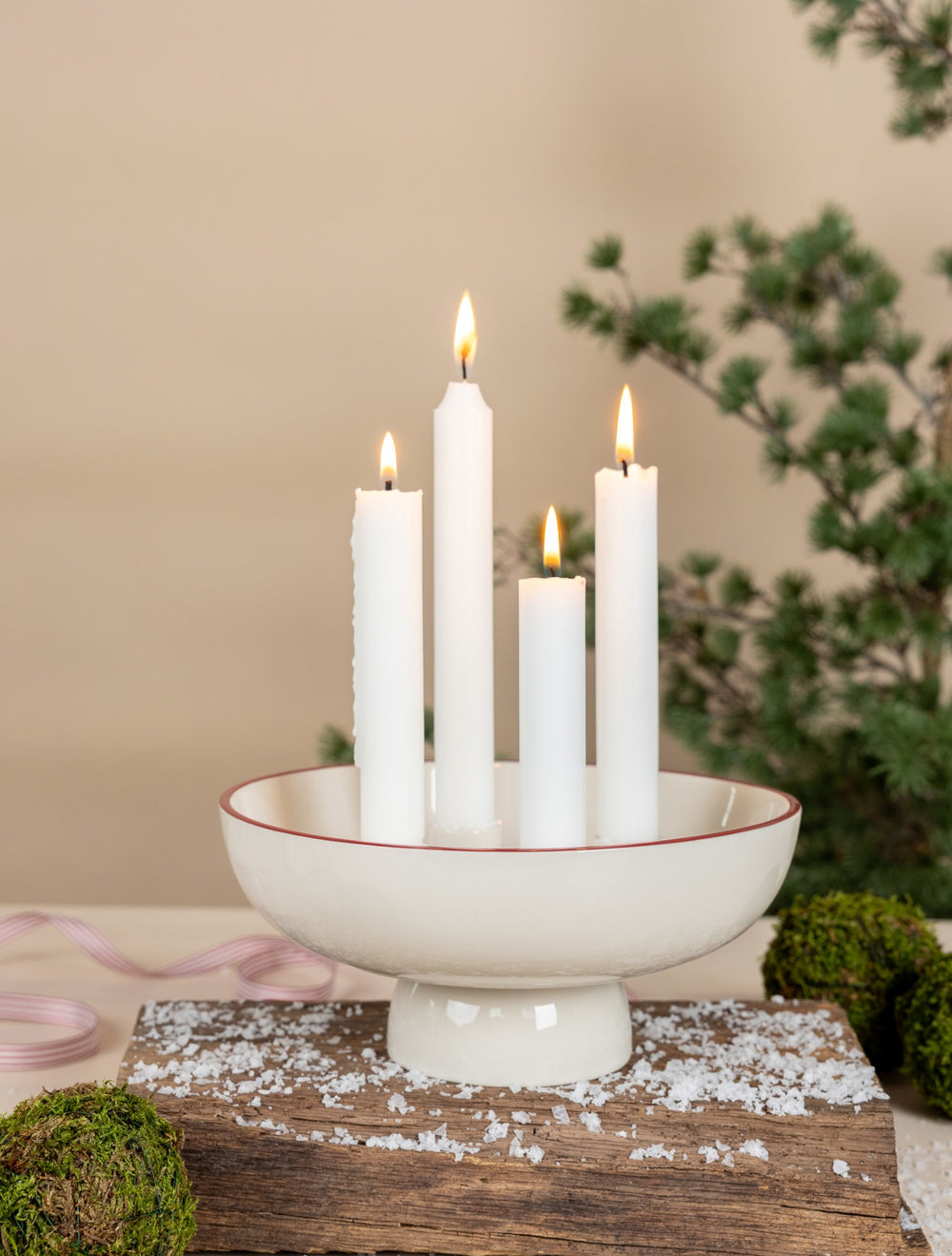 Granhammar Ljusstake Ø21cm Vit/röd- produktbild