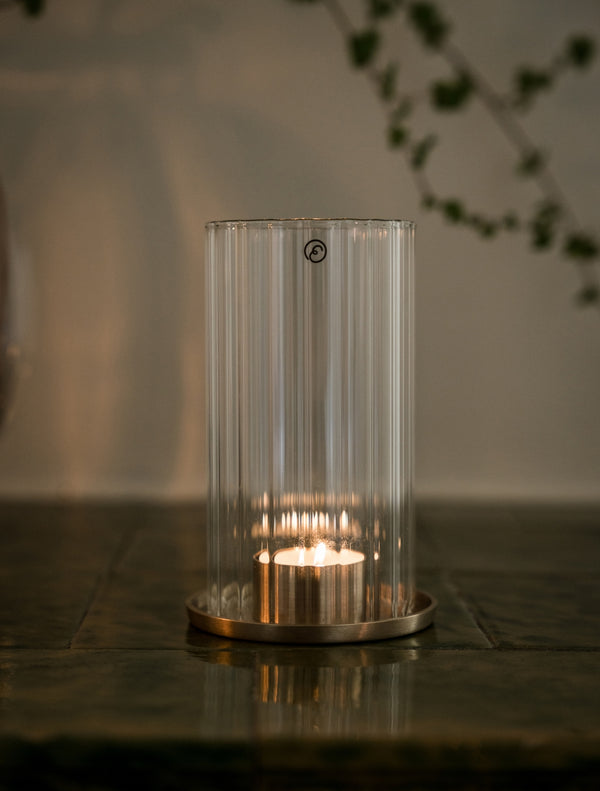 Ljuslykta för värmeljus Ø9 H15cm Mässing/glas- miljöbild