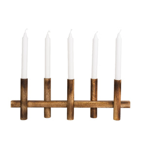 Ljusstake 5 ljus L47cm Mörk trä- produktbild