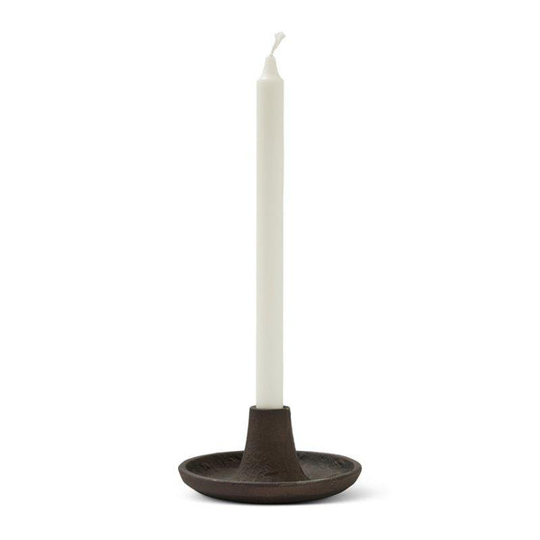 Indie Ljusstake Ø15cm Brun aluminium med stearinljus i- produktbild