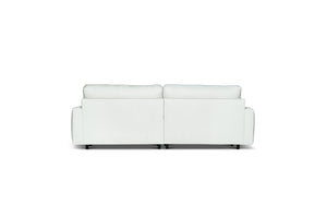 Vit 3-sits soffa i modernt design sedd bakifrån med låga svarta ben