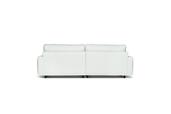 Vit 3-sits soffa i modernt design sedd bakifrån med låga svarta ben