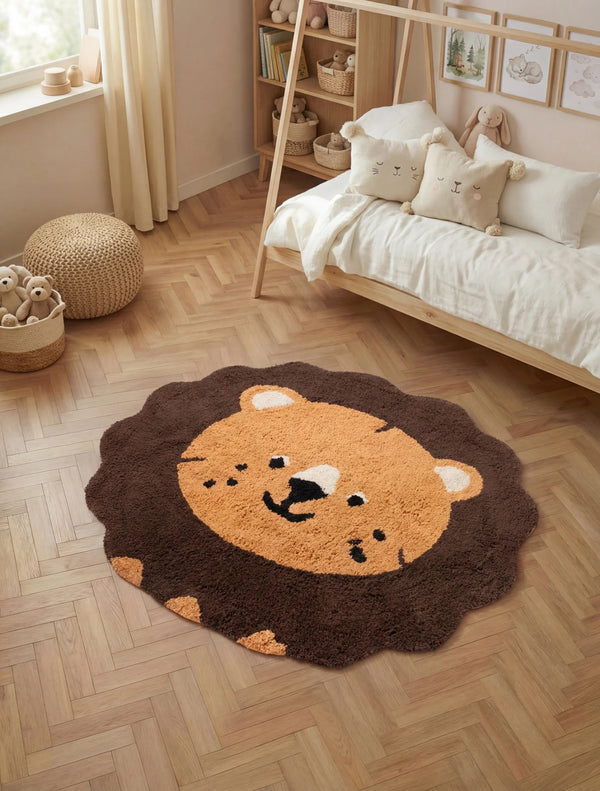 Snuggle Lejon/Lea BRUN 120x120 matta- miljöbild