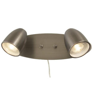 Vägglampa med två spotlights i antik mässing med dragsladd, moderna taklampor för belysning