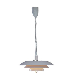 Taklampa med grå skärmar i flera lager och spiralkabel, modern pendant lampa för inomhusbelysning