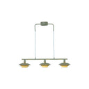 Taklampa med tre lampskärmar i grått och guld, modern design med justerbar höjd