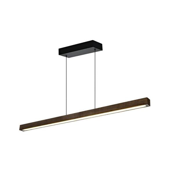 Svart och brun LED-pendellampa med lång smal design, upphängd i taket med kablar