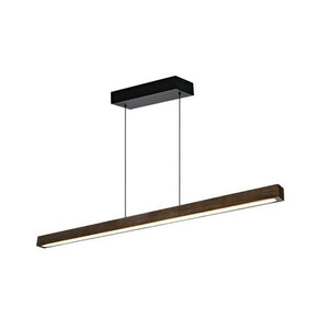 Svart och brun LED-pendellampa med lång smal design, upphängd i taket med kablar