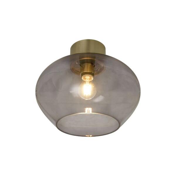 Taklampa med vit glasskärm och svart fäste i modern design