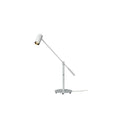 Vit justerbar bordslampa med cylinderformad lampskärm och rund fot