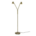 Guldmässing golvlampa med dubbla justerbara spotlights och rund fot
