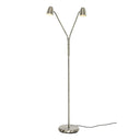 Golvlampa i rostfritt stål med två justerbara spottar och rund fot