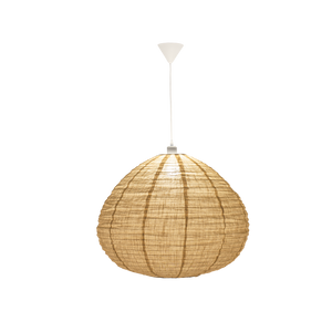Bulky Taklampa Natur Ø60.  Skärm i naturbeige linnemix. Frontvy.