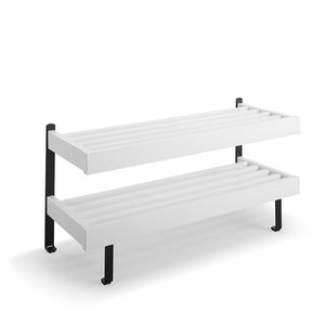 Tvåstegs pallkrage i vitt med svarta ben, stapelbar förvaringslösning för lager och industri