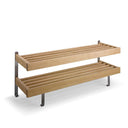 Skohylla i ek med två nivåer och metallben, modern förvaring för hall eller sovrum