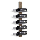 Vinställ i trä och metall för väggmontering med plats för 5 vinflaskor i vertikal design