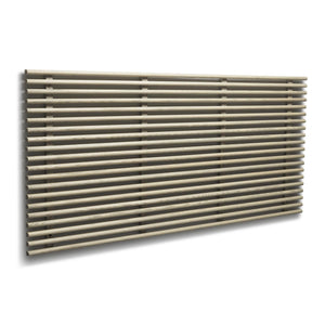 Horisontell designradiator i brons med tunna runda rör och moderna fästen mot vit vägg