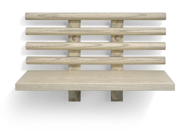 Träpall i ljust trä med ribbor och ben, visad från ovansidan mot vit bakgrund