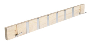 Krokbräda i ljust trä med sex utfällbara krokar i metall för väggmontering