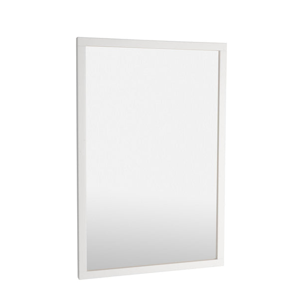 Rektangulär spegel med vit ram i modern design, väggmonterad