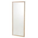 Stor rektangulär spegel med ljus träram i ekfärg, vertikal helfigurspegel för väggmontering